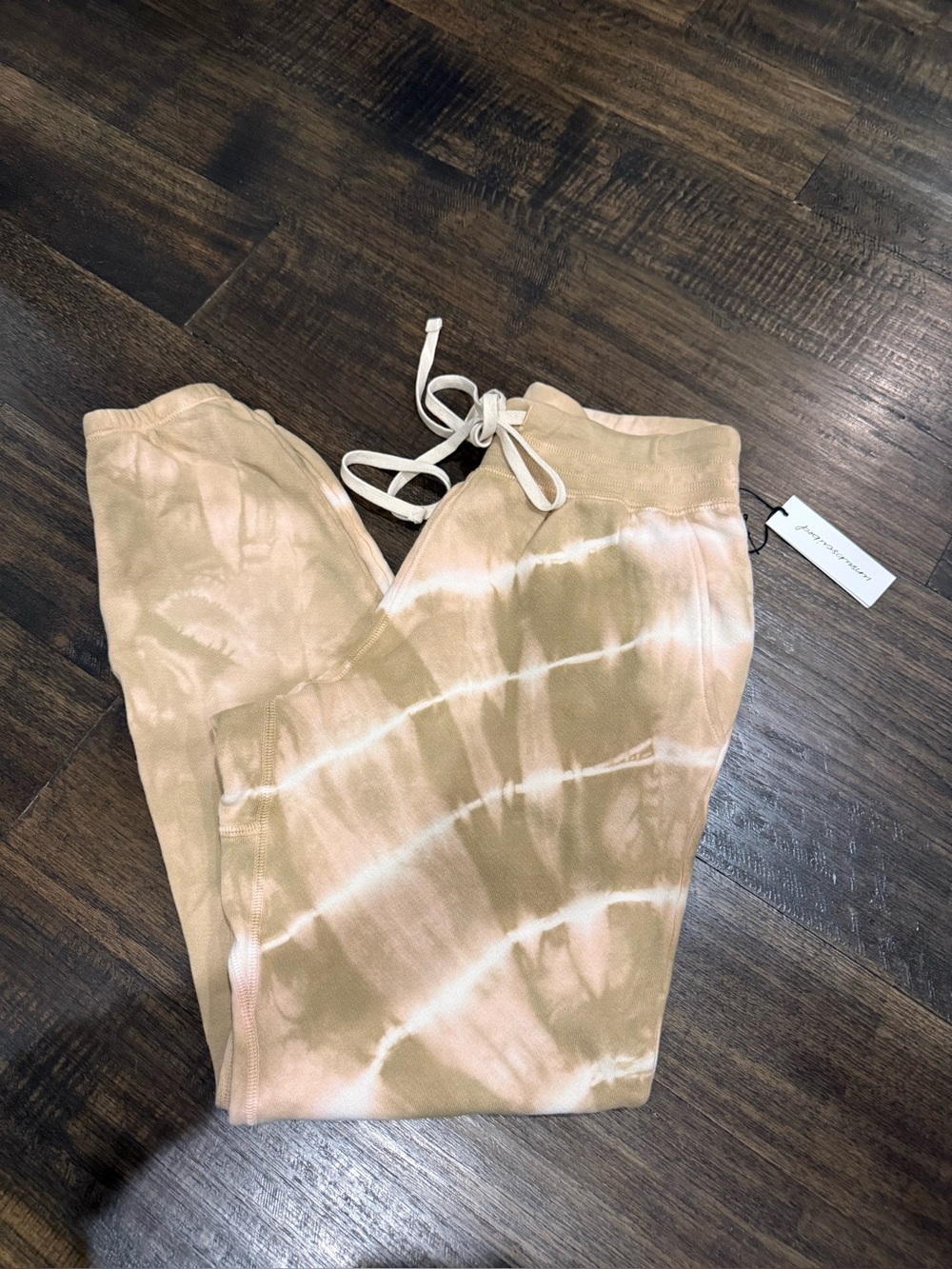 Neutral Tie-Dye Track Joggers with Drawstring Waist